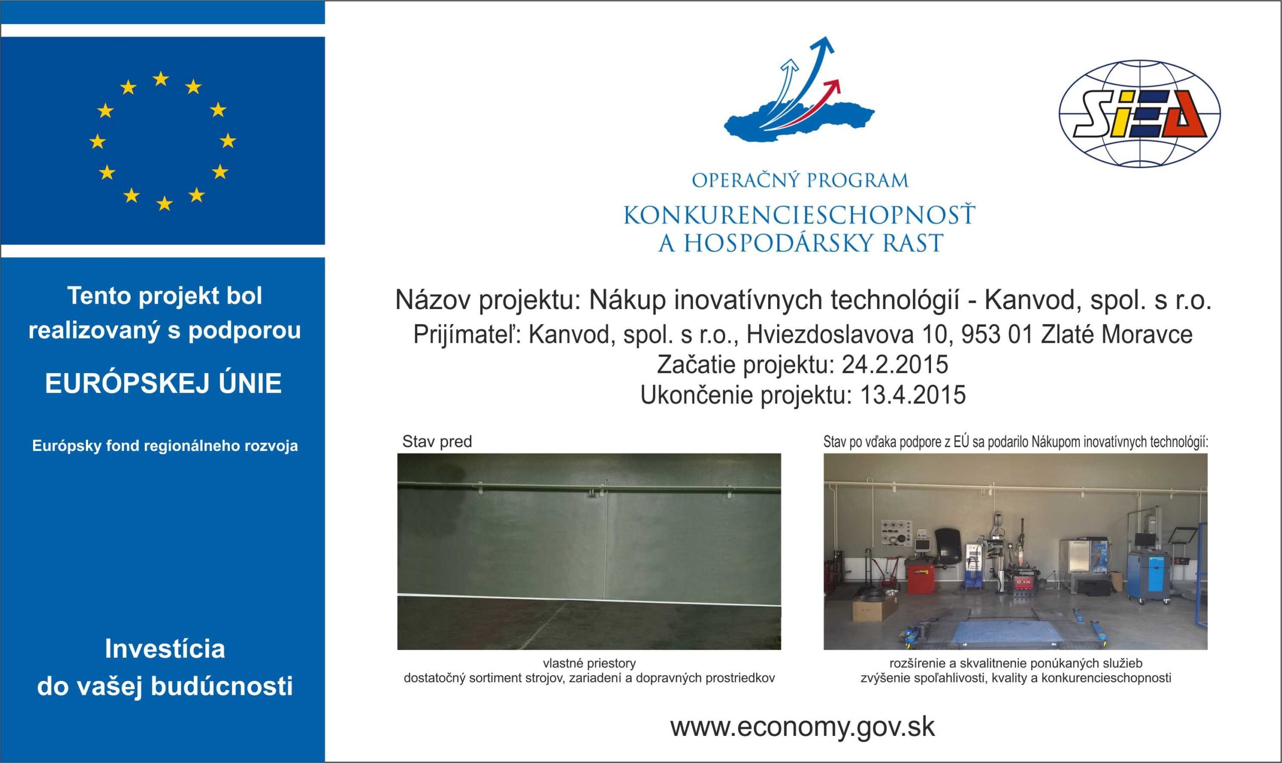 projekt EÚ 2018 Nákup inovatívnych technológií baner